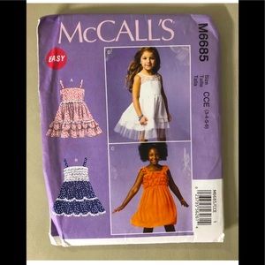 McCALL'S Girls Summer Dresses M6685 CHJ (3-4-5-6) New Uncut vintage